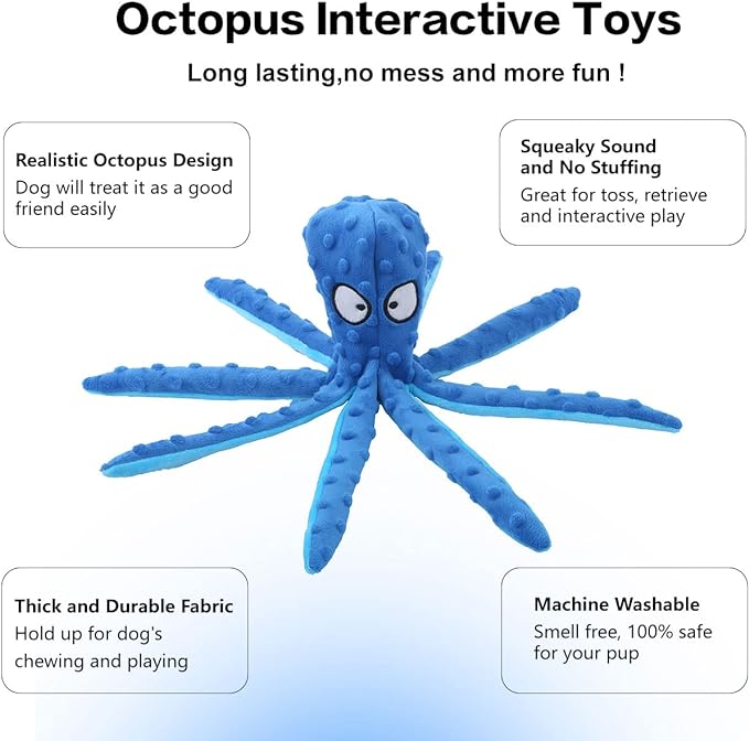 Whiskerspot Octopus Dog Toy, Whisker Spot Octopus Toy, Eco-Friend